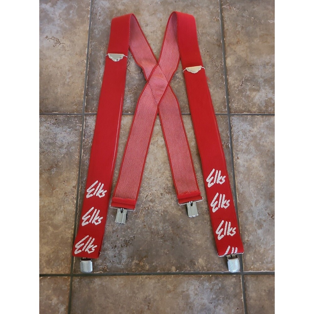 ELKS LODGE WHITE/RED CLIP ON SUSPENDERS ORDER OF ELKS